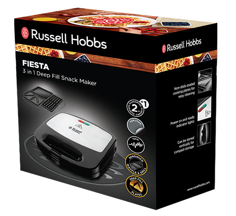 Russell 24540-56 Fiesta 3 in 1 Sandwich-Toaster 750 W Schwarz, Edelstahl