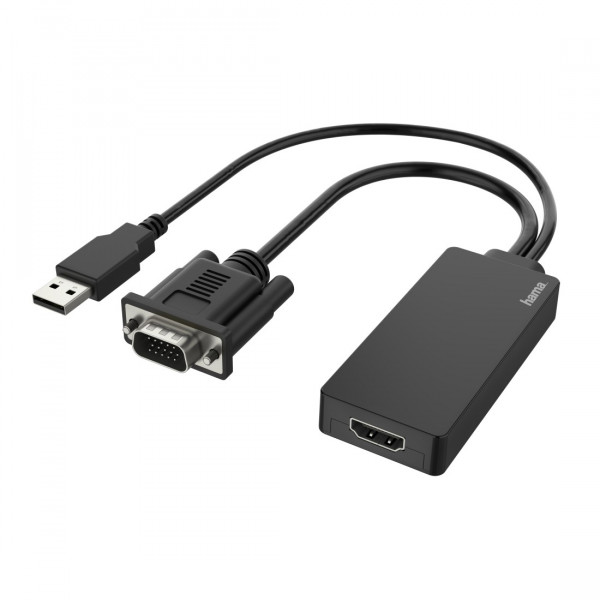 Hama 00200342 Videokabel-Adapter 0,15 m USB Type-A + VGA (D-Sub) HDMI Schwarz