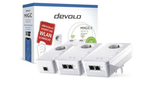 Devolo Magic 2 WiFi 6 2400 Mbit/s Eingebauter Ethernet-Anschluss WLAN Weiß 3 Stück(e)
