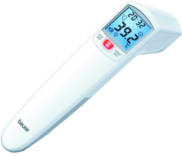 Beurer FT 100 Infrarot-Stirnthermometer kontaktlos, Abstands-Sensor, LED-Fieberalarm, 60 Speicherplä