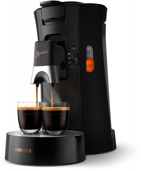 Philips Senseo CSA240/60 Select Kaffeepadmaschine 2 Tassen gleichzeitig, Kaffeestärkewahl, Memo-Funk