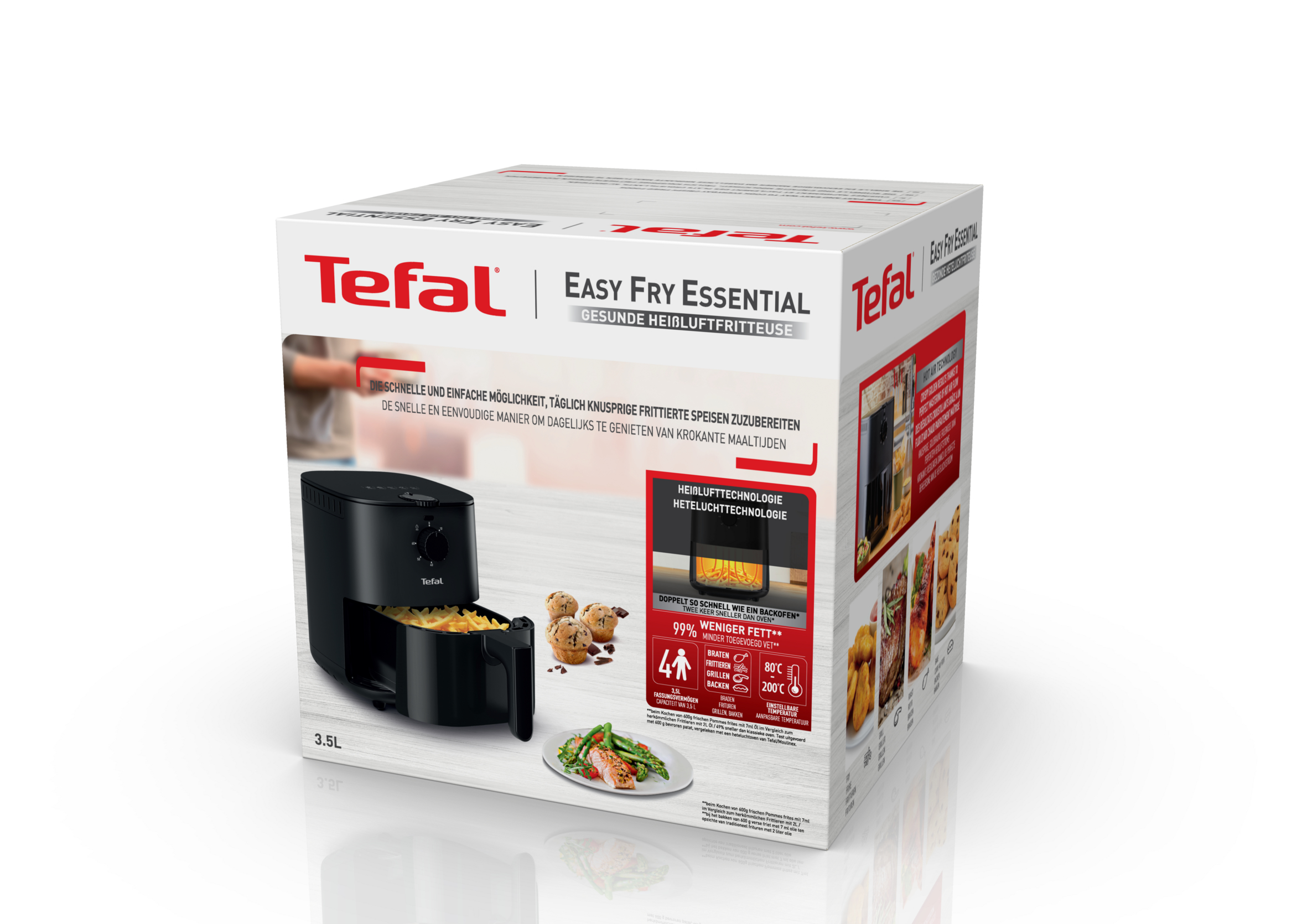 Tefal Easy Fry Essential Heißluftfritteuse 3,5 L EY1308 | Fritteusen |  Kochen & Backen | Haushalt & Küche | TECMONDO