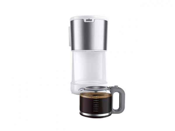Braun KF 1500 Filterkaffeemaschine, weiß (10 Tassen, Glaskanne, Schwenkfiler, Tropf-Stopp, Abschalta
